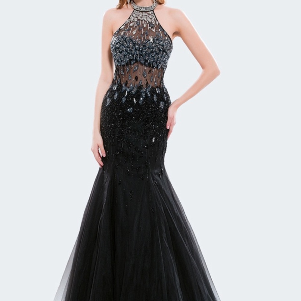 Anny Lee Mermaid Black Prom Dress
